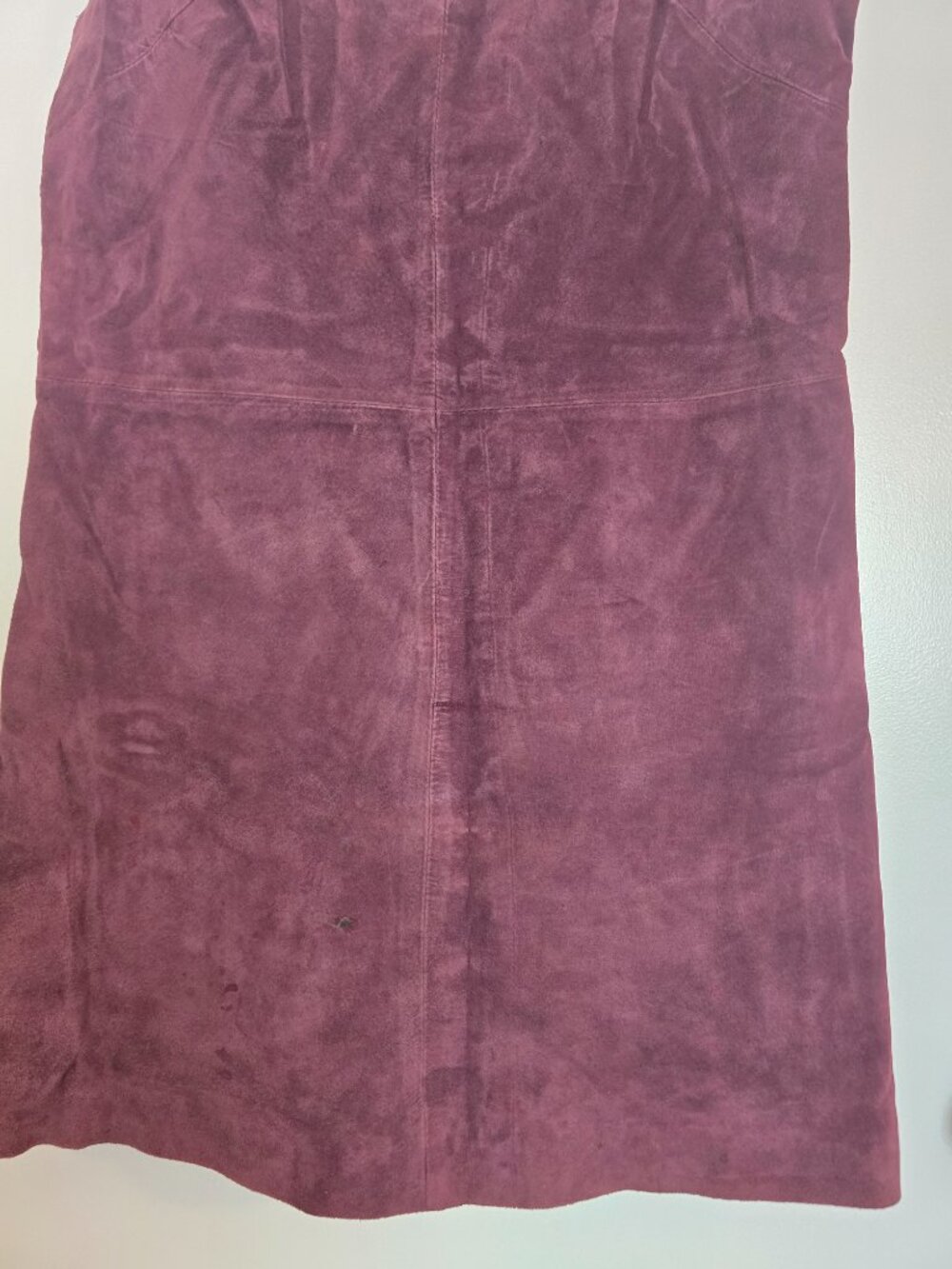 BB Dakota Vintage Style Plum 100% Suede Leather Shift Pinafore Dress Size 8 - Picture 4 of 16